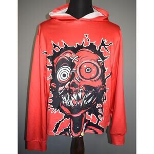 Monster Screen-printed "The People Creates Monsters" Red Graphic Hoodie NEW